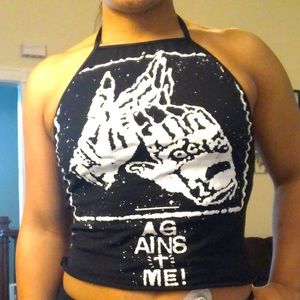 Custom Against Me halter crop top band Tee